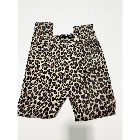 Veronica Beard Leopard Coated Print Mid Rise Skinny Brooke‎ Jeans Size 26 Size 2 - Picture 9 of 13